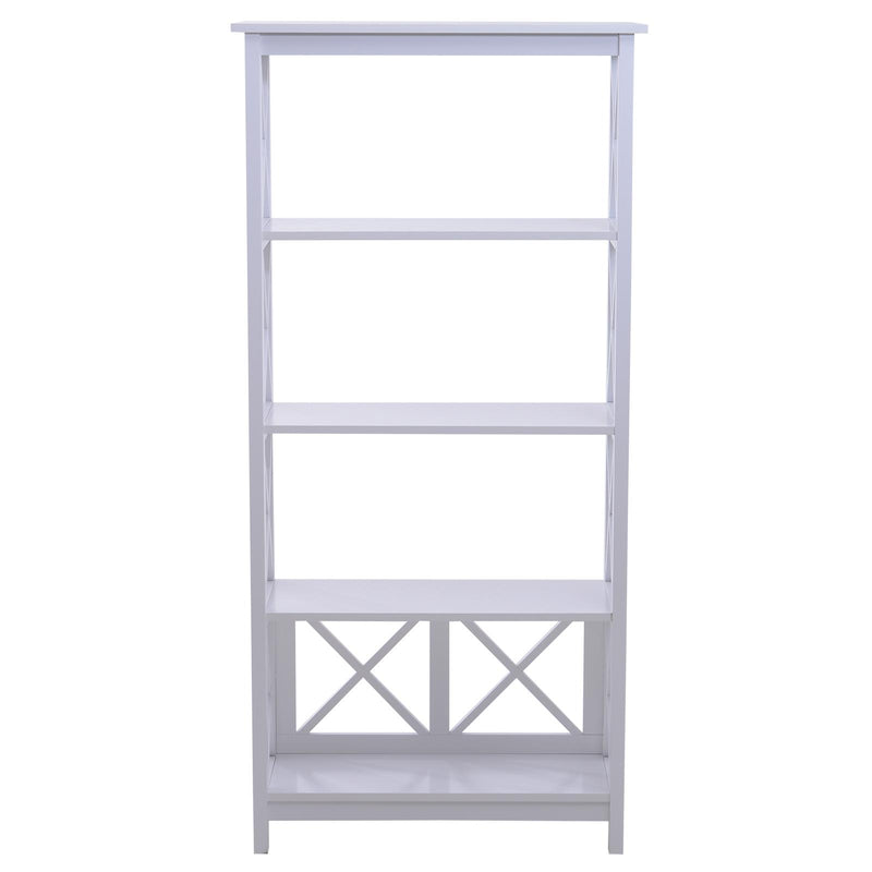 Libreria Scaffale da Parete a 4 Ripiani in Legno Bianco 70x30x145.3 cm 
