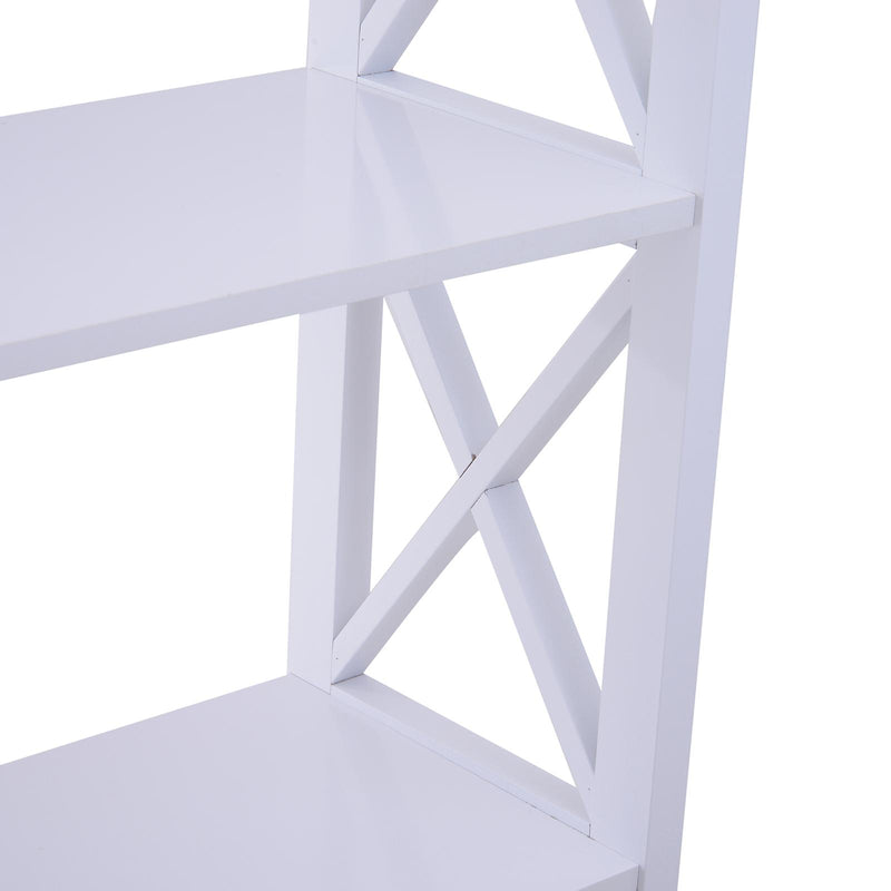 Libreria Scaffale da Parete a 4 Ripiani in Legno Bianco 70x30x145.3 cm 