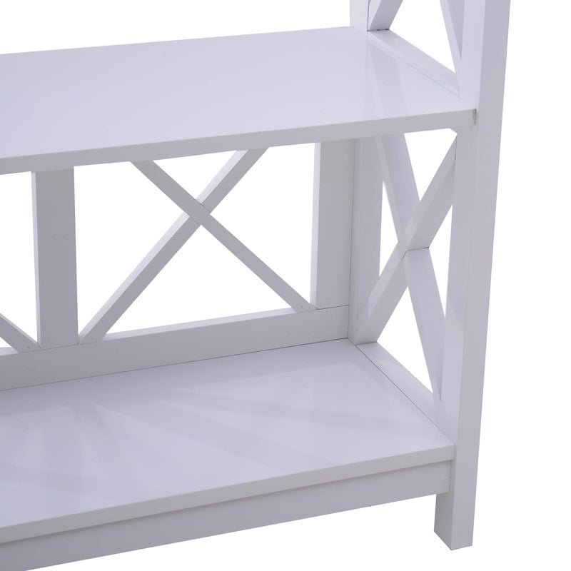 Libreria Scaffale da Parete a 4 Ripiani in Legno Bianco 70x30x145.3 cm 