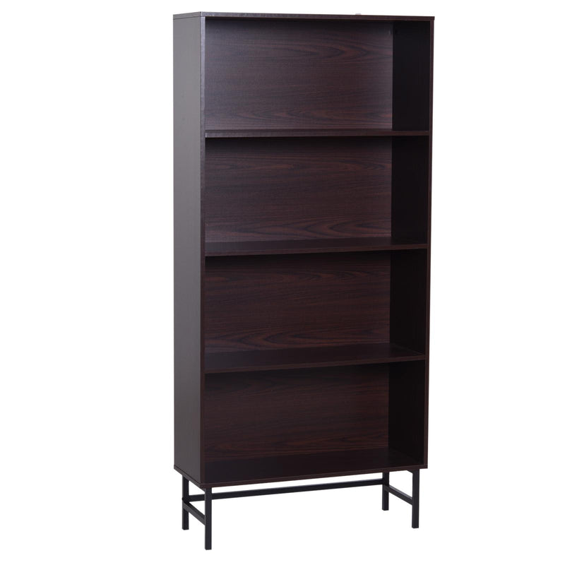 Libreria 4 Ripiani con Struttura in Acciaio Caffè Scuro 80x29.5x180 cm 