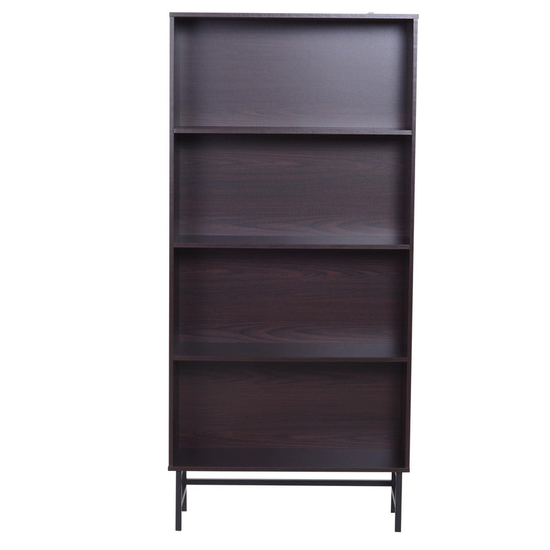 Libreria 4 Ripiani con Struttura in Acciaio Caffè Scuro 80x29.5x180 cm 