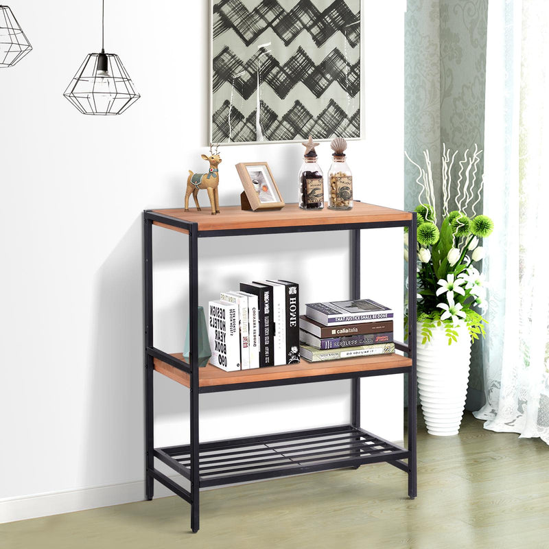 Libreria Scaffale Stile Industrial 3 Ripiani in Legno e Acciaio Nero 80x30x85,6 cm 