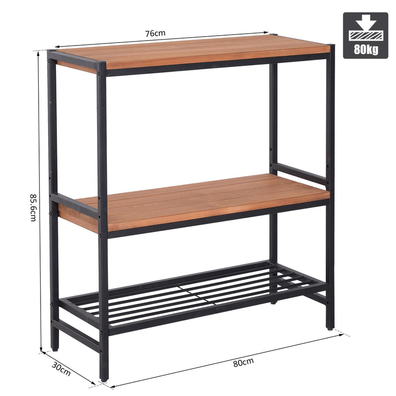 Libreria Scaffale Stile Industrial 3 Ripiani in Legno e Acciaio Nero 80x30x85,6 cm 