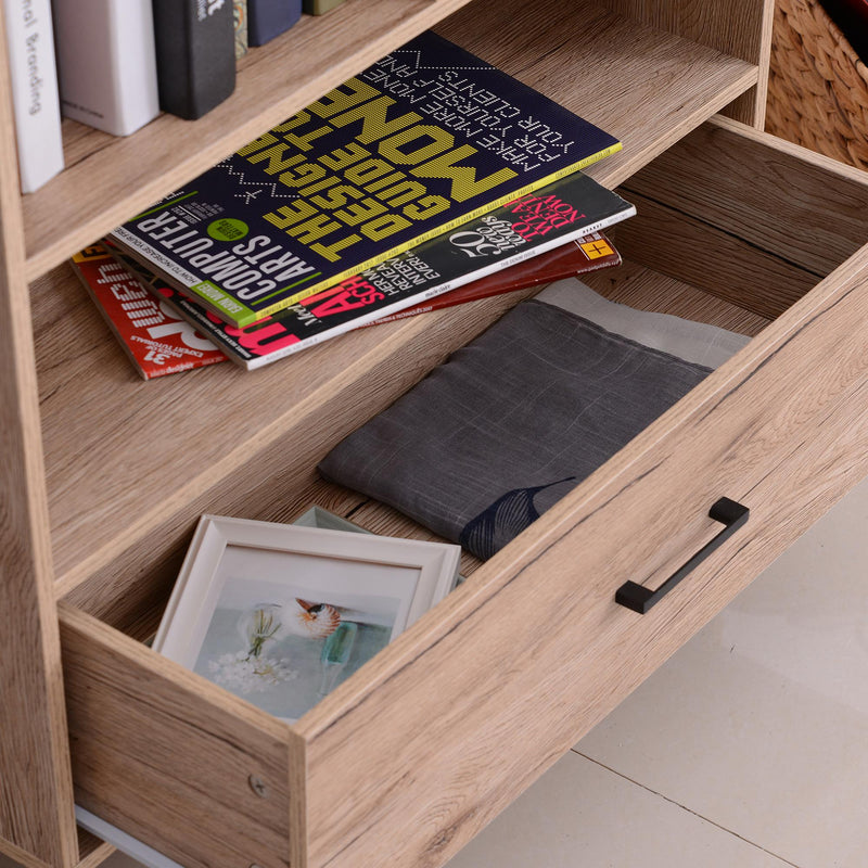 Libreria in Stile Nordico in Legno Truciolato Rovere 68.5x30x120.5 cm 