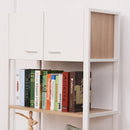 Libreria Armadio 2 Ripiani 4 Cassetti in Acciaio e Legno Bianco e Rovere 80x35x168 cm 
