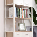 Libreria Armadio 2 Ripiani 4 Cassetti in Acciaio e Legno Bianco e Rovere 80x35x168 cm 