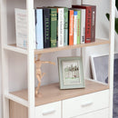 Libreria Armadio 2 Ripiani 4 Cassetti in Acciaio e Legno Bianco e Rovere 80x35x168 cm 