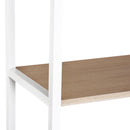 Libreria 6 Ripiani con 2 Cassetti e Armadietto in Acciaio e Legno Bianco e Rovere 100x35x180 cm 