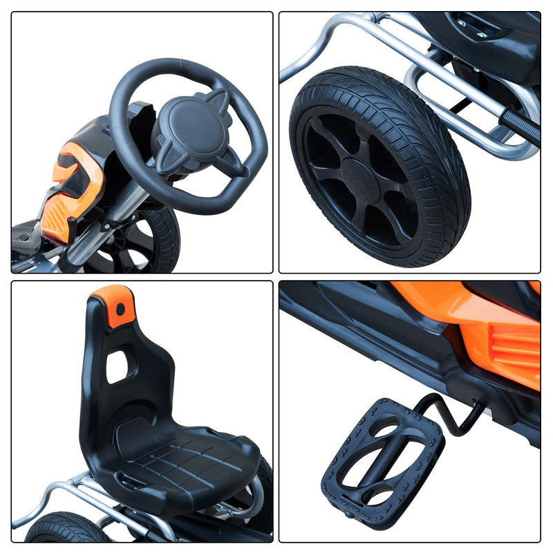 Go-Kart a Pedali per Bambini Arancione e Nero 