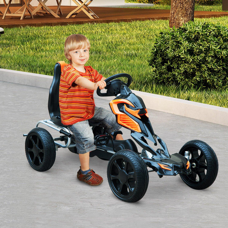 Go-Kart a Pedali per Bambini Arancione e Nero 