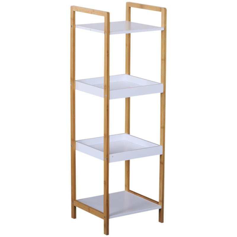 Scaffale Portaoggetti in Legno 32x30x100 cm Naturale e Bianco 