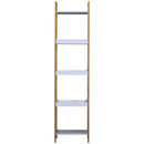 Scaffale Portaoggetti a 5 Ripiani in Bambù e MDF Bianco e Legno Naturale 32x30x130 cm 