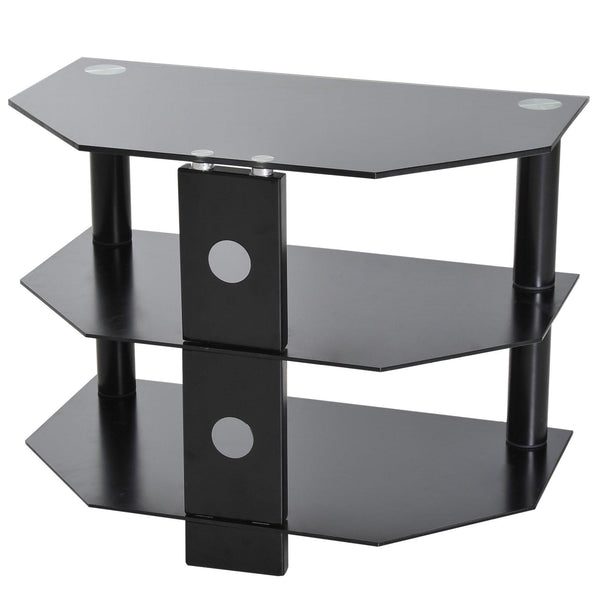 TV-Schrank mit 3 Regalen aus schwarzem gehärtetem Glas 65 x 38 x 50 cm online