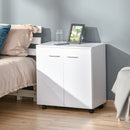 Mobile TV in legno con Ruote e 2 ante Bianco 60x35x65 cm 