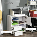 Mobile TV in Legno 2 Cassetti e 1 Anta Bianco 60x65x35 cm 