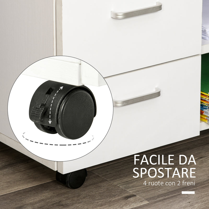 Mobile TV in Legno 2 Cassetti e 1 Anta Bianco 60x65x35 cm 