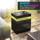 Comodino 45x35x52 cm Illuminazione LED a 16 Colori e 4 Modalità con 2 Cassetti in Legno Nero      