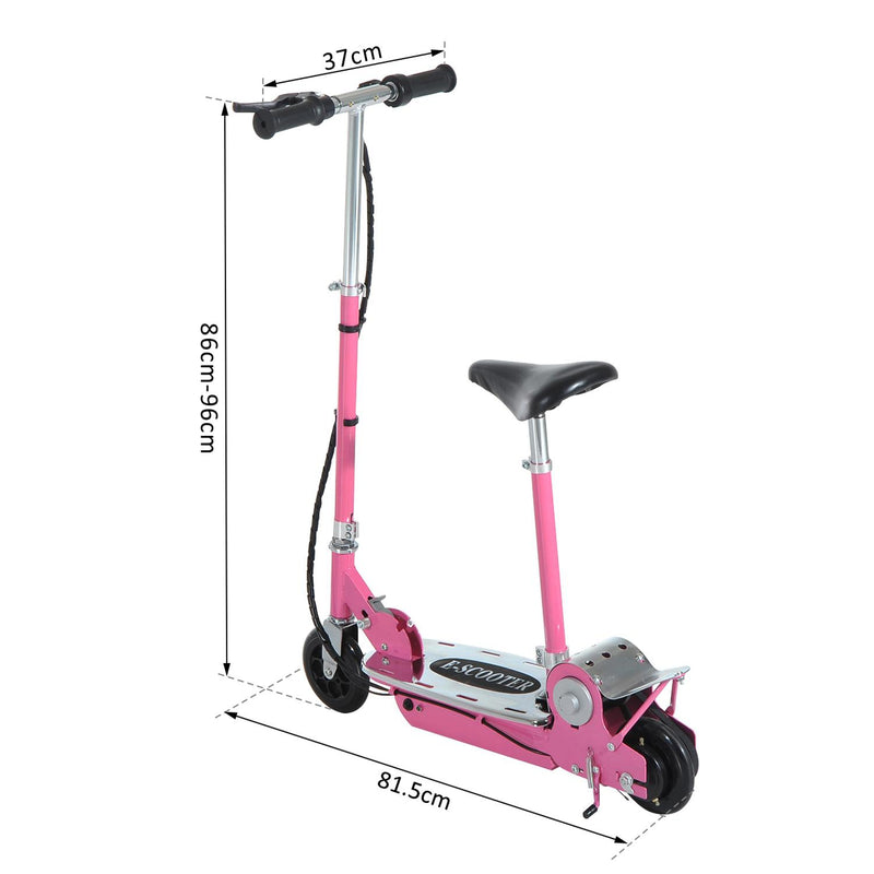 Monopattino Elettrico per Bambini 120W Pieghevole con Sella Rosa 