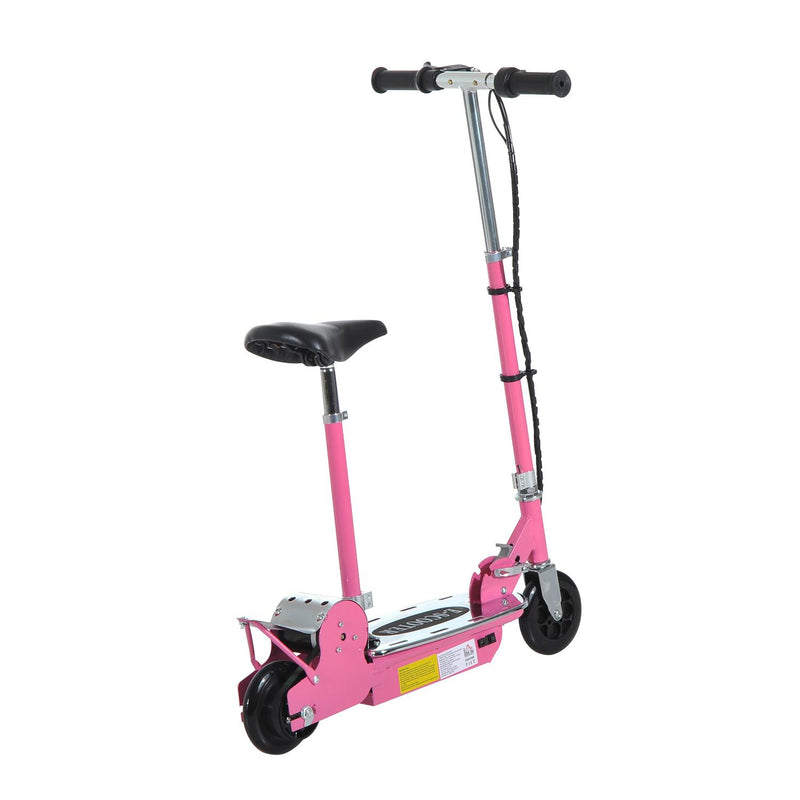 Monopattino Elettrico per Bambini 120W Pieghevole con Sella Rosa 