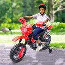 Moto Cross Elettrica per Bambini 6V con Rotelle Rosso 