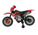 Moto Cross Elettrica per Bambini 6V con Rotelle Rosso 