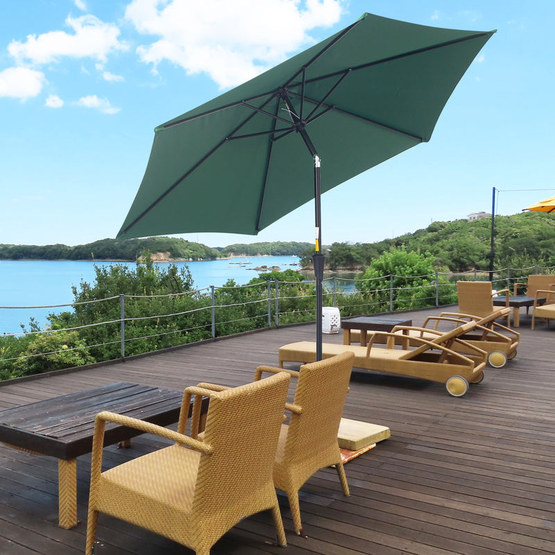 Ombrellone da Giardino Ø2.7x2.35 m Palo Ø38 mm in Alluminio Inclinabile Verde Scuro 