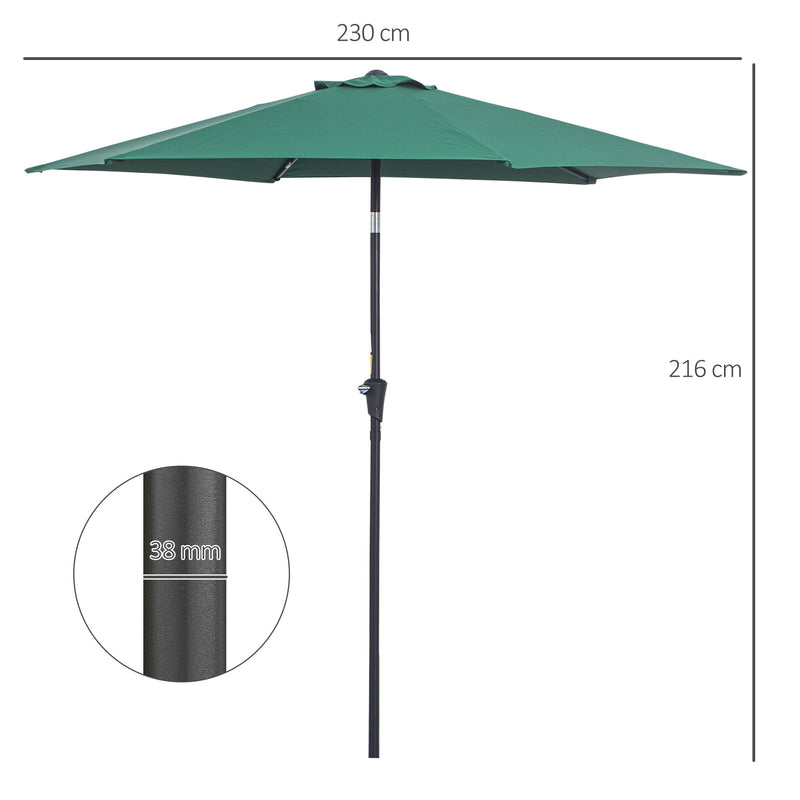 Ombrellone da Giardino Ø2.7x2.35 m Palo Ø38 mm in Alluminio Inclinabile Verde Scuro 