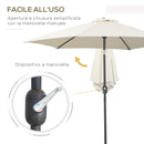 Ombrellone da Giardino Ø2.7x2.35 m Palo Ø38 mm in Alluminio Inclinabile Bianco 