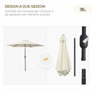 Ombrellone da Giardino Ø2.7x2.35 m Palo Ø38 mm in Alluminio Inclinabile Bianco 