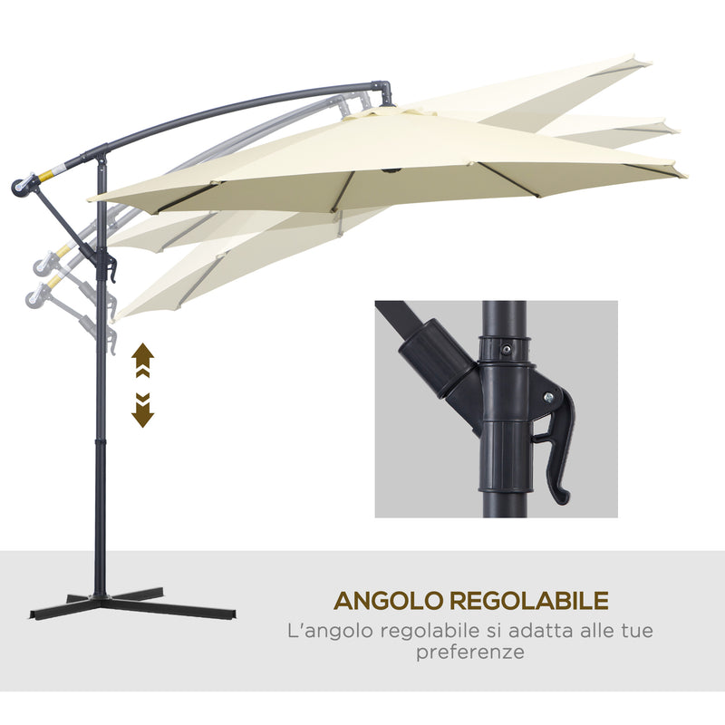 Ombrellone Decentrato da Giardino in Alluminio 3M con Protezione UV Beige 