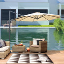 Ombrellone Decentrato da Giardino in Alluminio Ø2.95x2.5m 360° Beige 