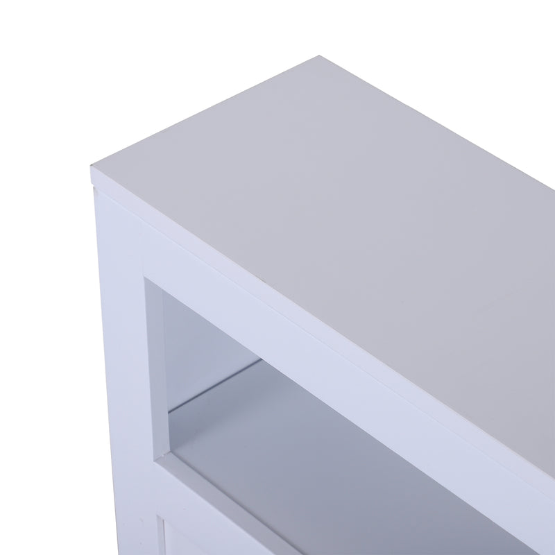 Mobiletto da Cucina in Legno con Ripiano e 2 Cassetti Posate Bianco 16x52x66 cm