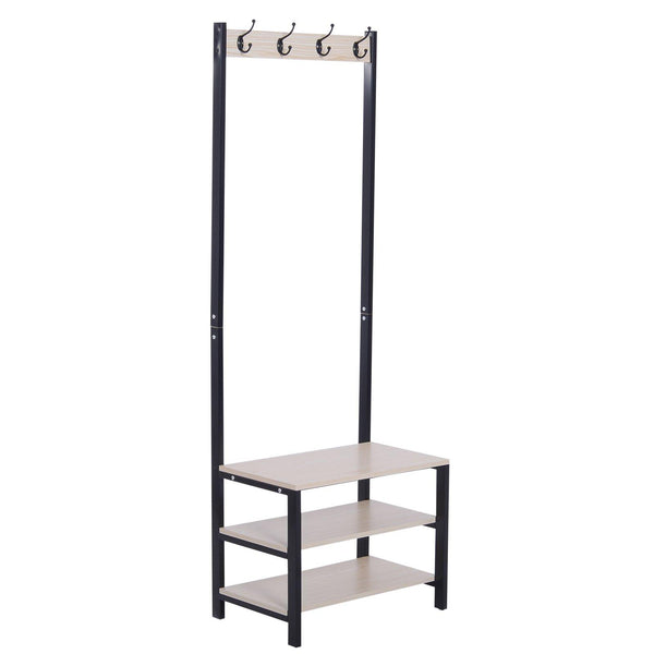 prezzo Garderobenbank mit Haken und Schuhregal aus Holz und Stahl 60 x 40 x 175 cm