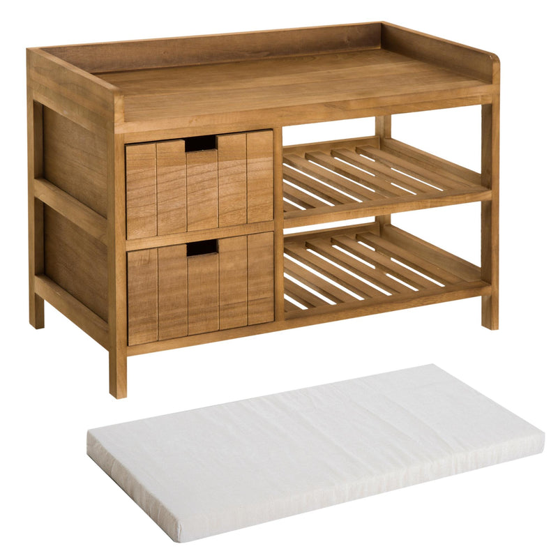 Panca Contenitore da Ingresso con Cassetti e Ripiani in Legno Chiaro 69x34x48 cm 