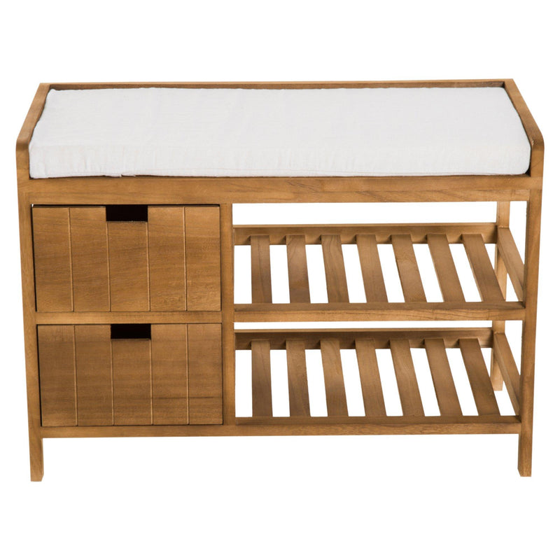 Panca Contenitore da Ingresso con Cassetti e Ripiani in Legno Chiaro 69x34x48 cm 