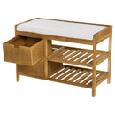 Panca Contenitore da Ingresso con Cassetti e Ripiani in Legno Chiaro 69x34x48 cm 