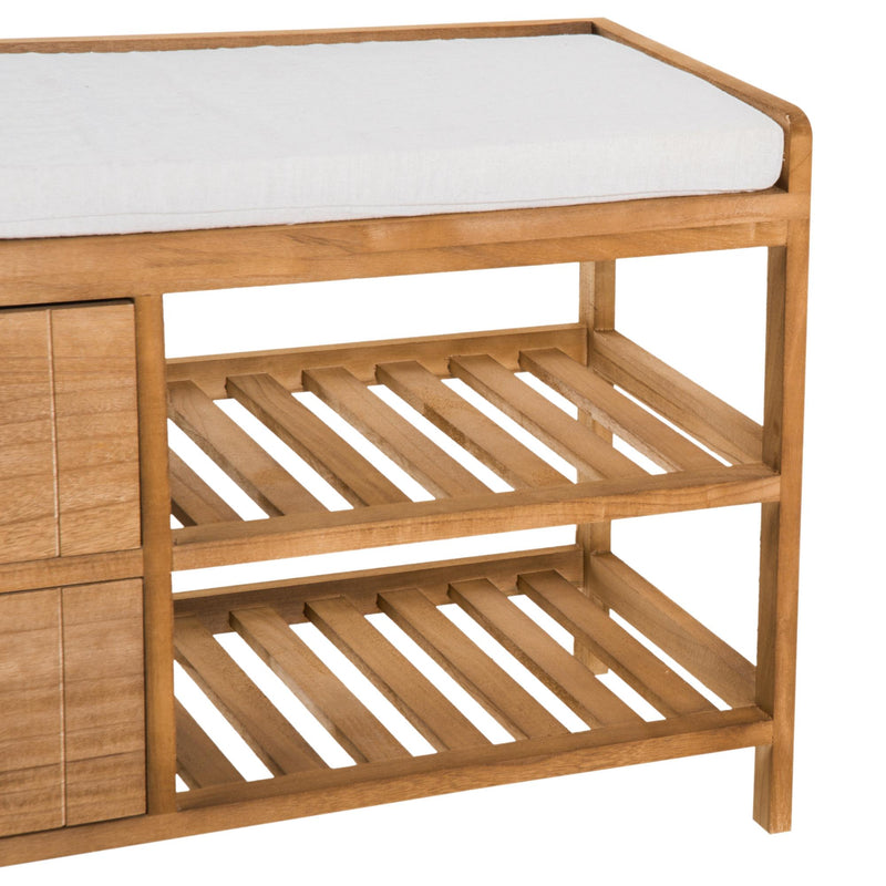Panca Contenitore da Ingresso con Cassetti e Ripiani in Legno Chiaro 69x34x48 cm 