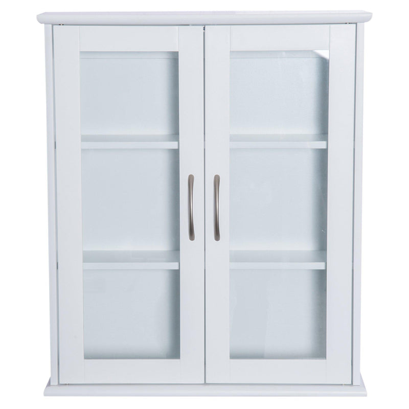 Armadietto Portaoggetti da Parete per Bagno e Cucina 3 Ripiani in Legno Bianco 53.5x16x62.5 cm 