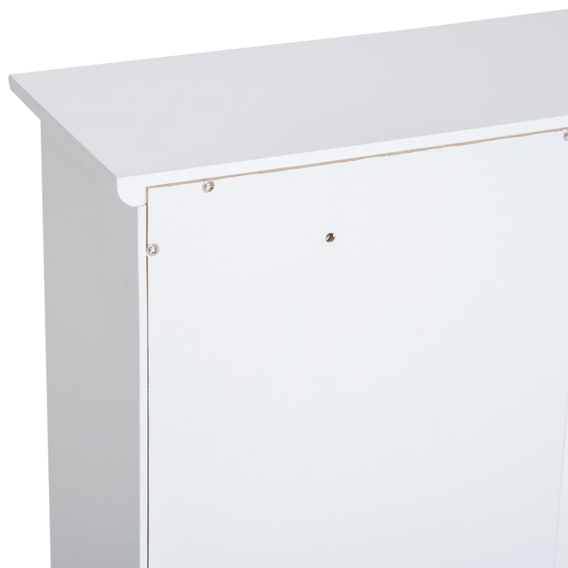 Armadietto Portaoggetti da Parete per Bagno e Cucina 3 Ripiani in Legno Bianco 53.5x16x62.5 cm 