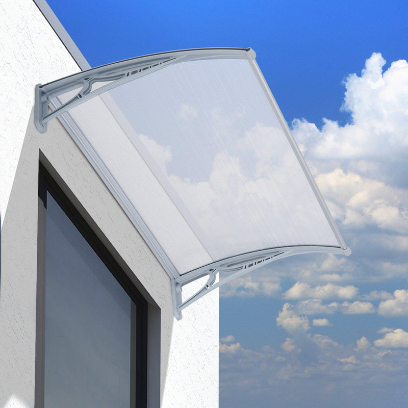 Pensilina Tettoia in PVC e Alluminio 140x70 cm Trasparente 