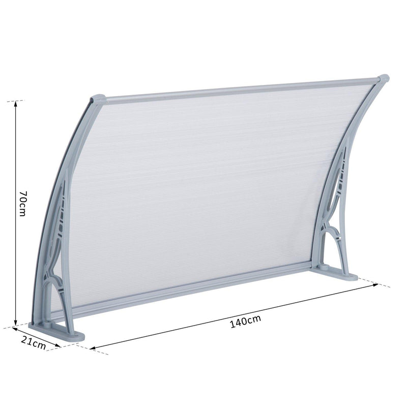 Pensilina Tettoia in PVC e Alluminio 140x70 cm Trasparente 