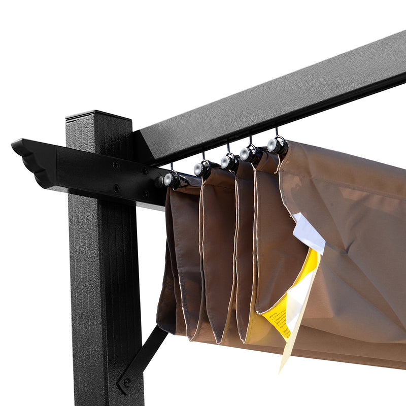 Pergola da Giardino 3X4m in Alluminio con Telo Scorrevole Nera e Beige 