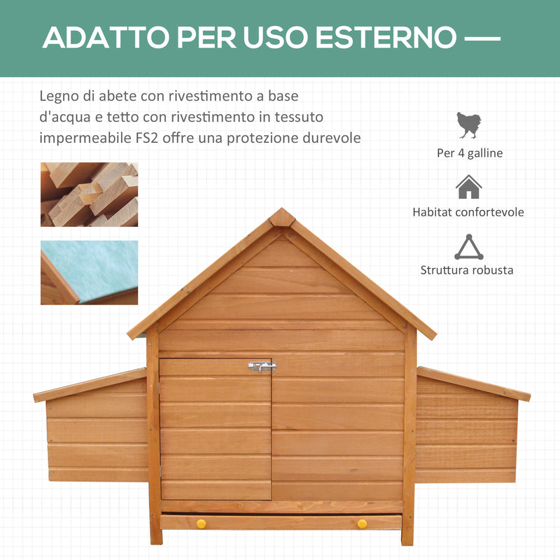 Gabbia Pollaio per Galline da Giardino in Abete legno e verde 160x98.5x107 cm 