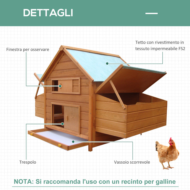 Gabbia Pollaio per Galline da Giardino in Abete legno e verde 160x98.5x107 cm 