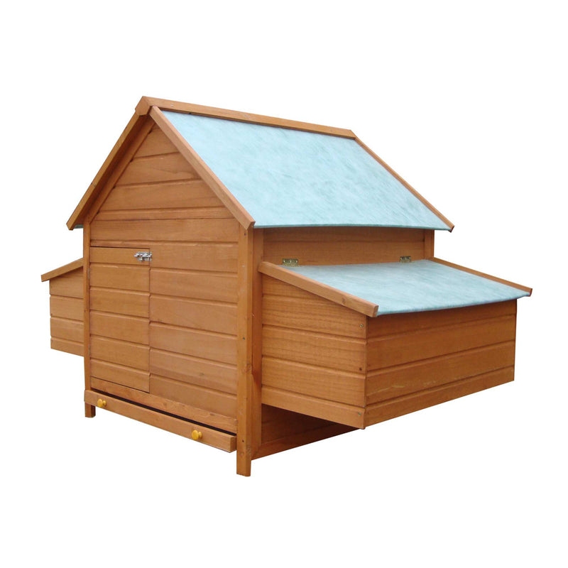 Gabbia Pollaio per Galline da Giardino in Abete legno e verde 160x98.5x107 cm 