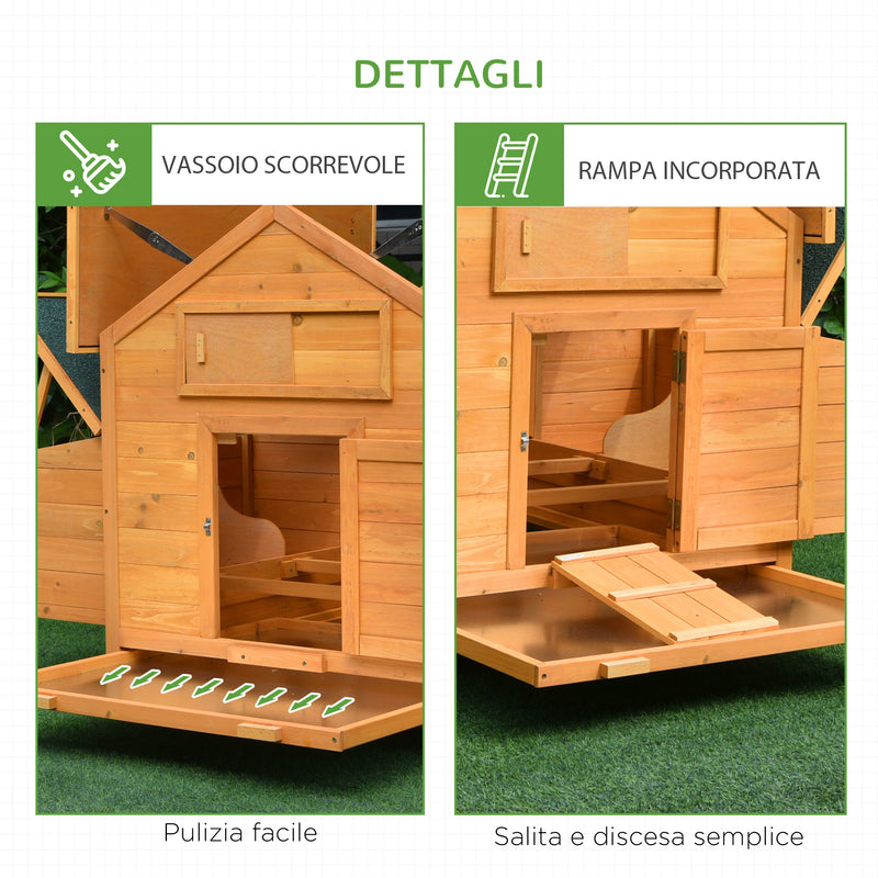 Pollaio Gabbia per Galline Impermeabile da Giardino in Legno 150x100x96.5 cm 