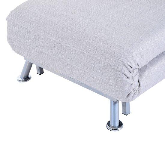Poltrona Letto in Ferro e Cotone con Cuscino a Righe Grigio,75x70x75 cm 