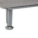 Poltrona Letto in Ferro e Cotone con Cuscino a Righe Grigio,75x70x75 cm 