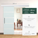 Porta Scorrevole Vetrata 77,5x205 cm Satinata a Strisce 