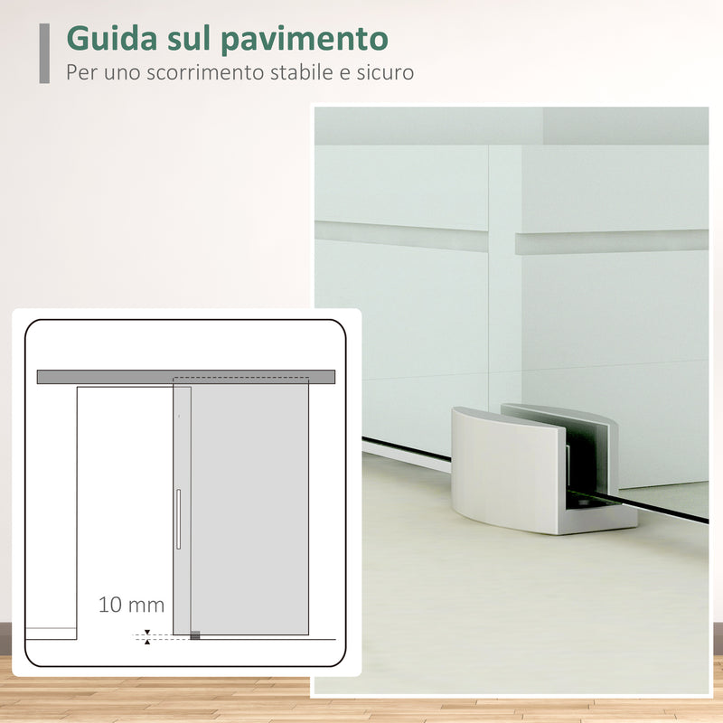 Porta Scorrevole Vetrata 77,5x205 cm Temperata Smerigliata 